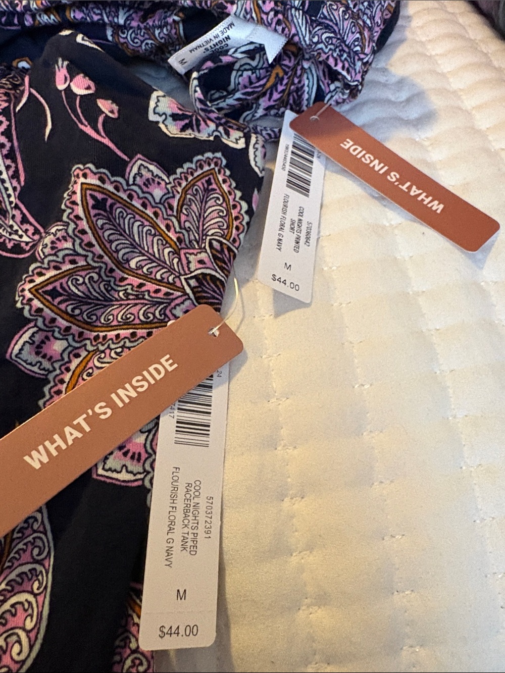Soma Navy Floral Paisley lounge/sleep Set with Pink Accents - Picture 5 of 5